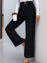 High Waist Straight Leg Pants - Trendsi - Flyclothing LLC