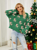 Reindeer Round Neck Long Sleeve Sweater - Trendsi - Flyclothing LLC