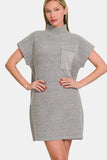 Zenana Short Sleeve Sweater Mini Dress - Trendsi