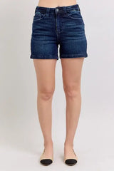 Judy Blue Full Size High Waist Back Flap Pocket Denim Shorts Plus Size - Trendsi - Flyclothing LLC