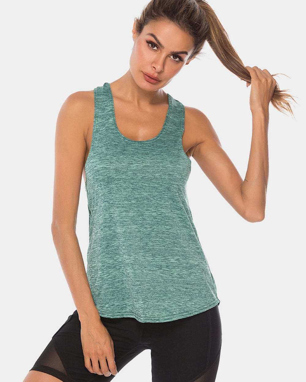Full Size Scoop Neck Wide Strap Active Tank - Trendsi - Flyclothing LLC