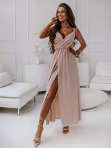 Tied Surplice Sleeveless Midi Cami Dress - Trendsi - Flyclothing LLC