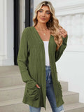 Pocketed Open Front Long Sleeve Cardigan - Trendsi - Flyclothing LLC
