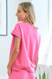 First Love Smile Face Drop Shoulder Brushed Inside T-Shirt - Trendsi