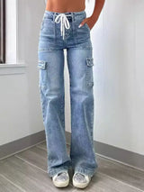 Washed Jeans with Pockets - Trendsi - Flyclothing LLC