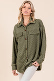 BOMBOM Checkered Button Down Dropped Shoulder Shacket - Trendsi