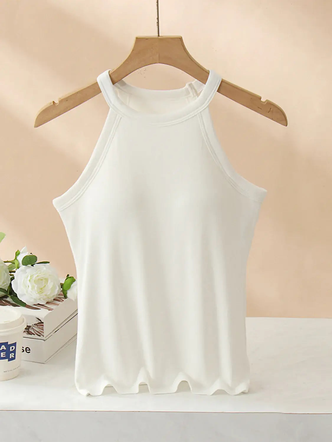 Grecian Neck Tank With Chest Pads - Trendsi - Flyclothing LLC