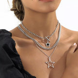 3-Piece Layered Star Pendant Necklace - Trendsi - Flyclothing LLC