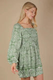 VERY J Printed Smocked Chest Boho Mini Dress - Trendsi