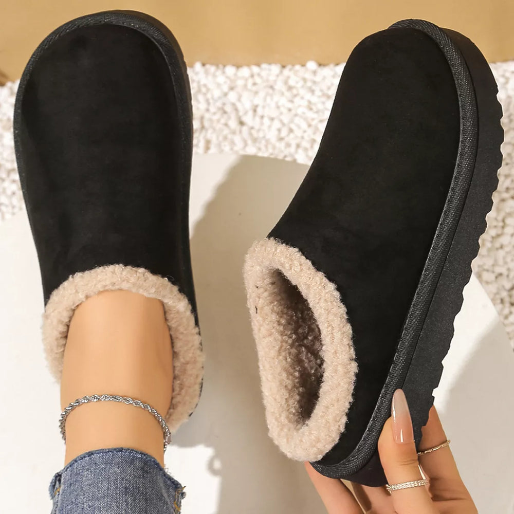 Plush Lined Round Toe Slippers - Trendsi - Flyclothing LLC