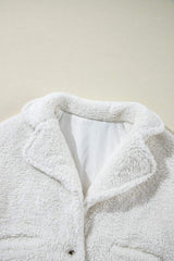 Fuzzy One Button Long Sleeve Jacket - Trendsi - Flyclothing LLC