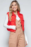 Snobbish Snap Down Quilted Crop Vest - Trendsi - Flyclothing LLC