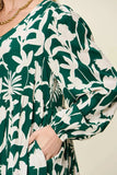 Double Take Full Size Printed Ruffle Hem Dress with Pocket - Trendsi