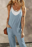 Pocketed Spaghetti Strap Wide Leg Jumpsuit - Trendsi - Flyclothing LLC