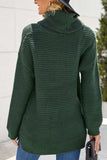 Side Slit Turtleneck Long Sleeve Sweater - Trendsi - Flyclothing LLC