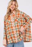 SAGE + FIG Side Slit Plaid Button Down Long Sleeve Shirt - Trendsi