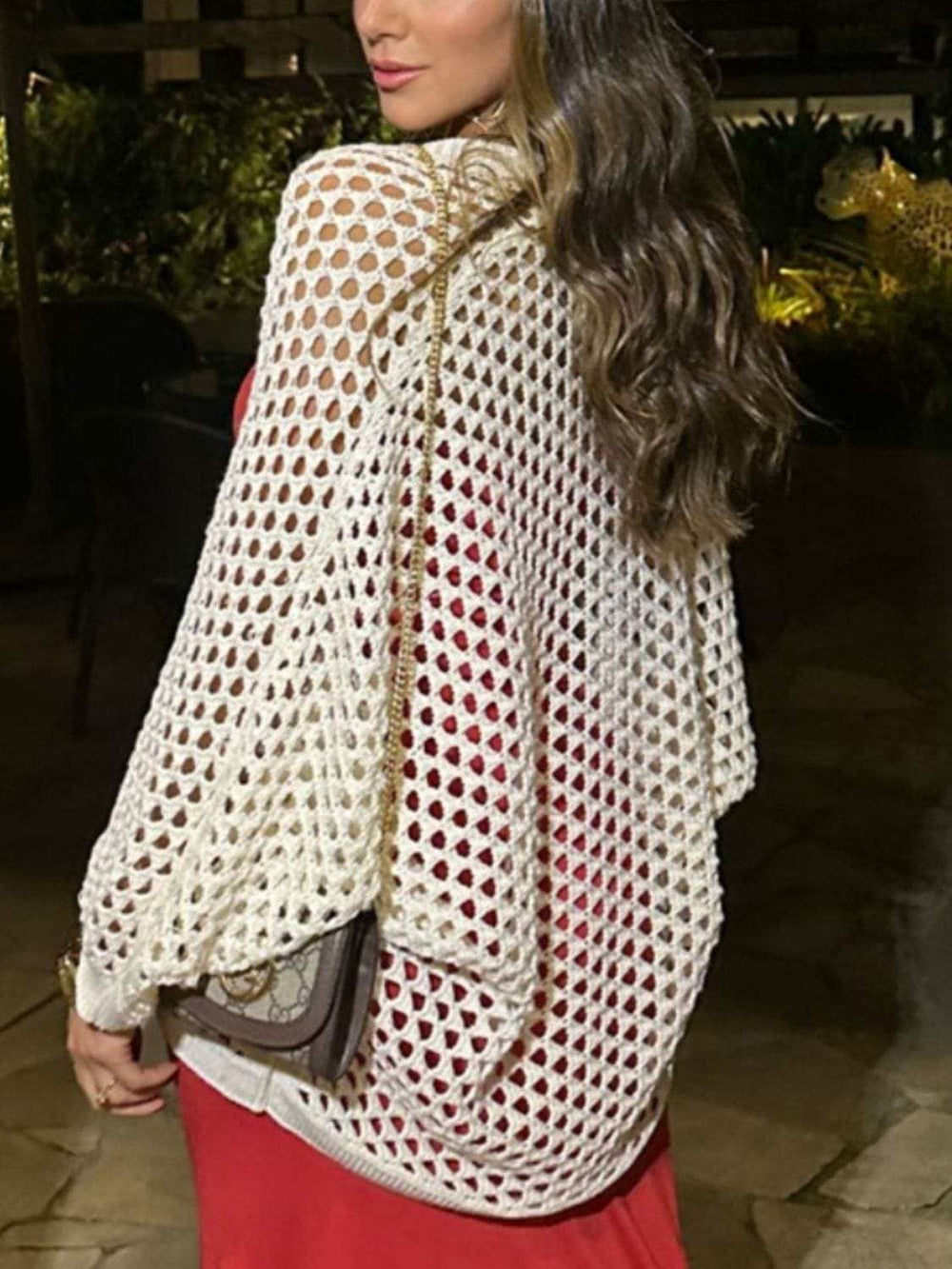 Hollow Out Open Front Cover-Up - Trendsi - Flyclothing LLC