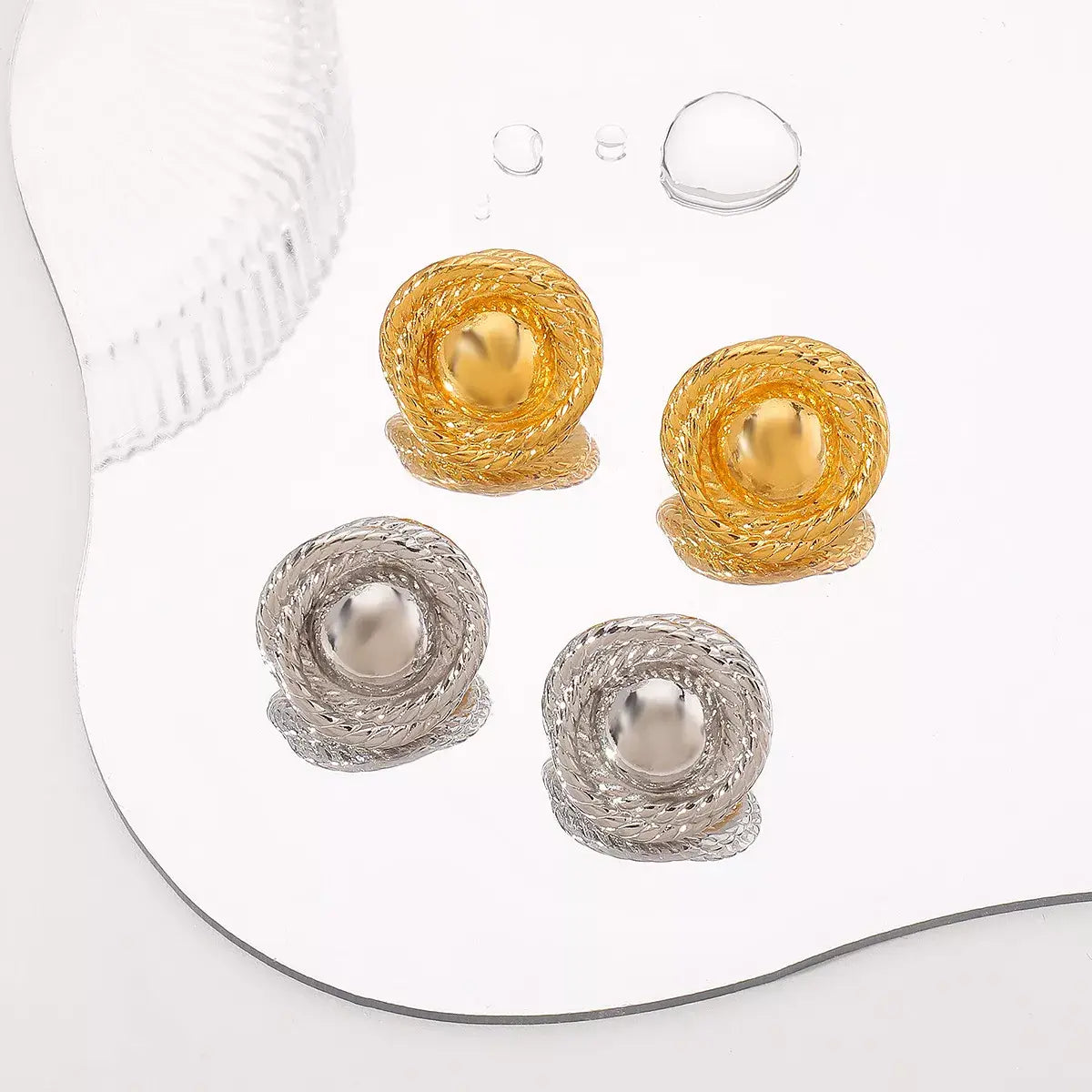 Twisted Rope Circle Stud Earrings - Trendsi - Flyclothing LLC