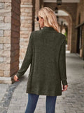 Ribbed Open Front Long Cardigan with Pockets - Trendsi - Flyclothing LLC
