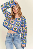 ADORA Multicolor Crochet Crop Top - Trendsi