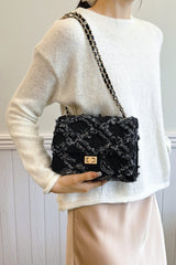 Raw Hem Denim Crossbody Bag - Trendsi