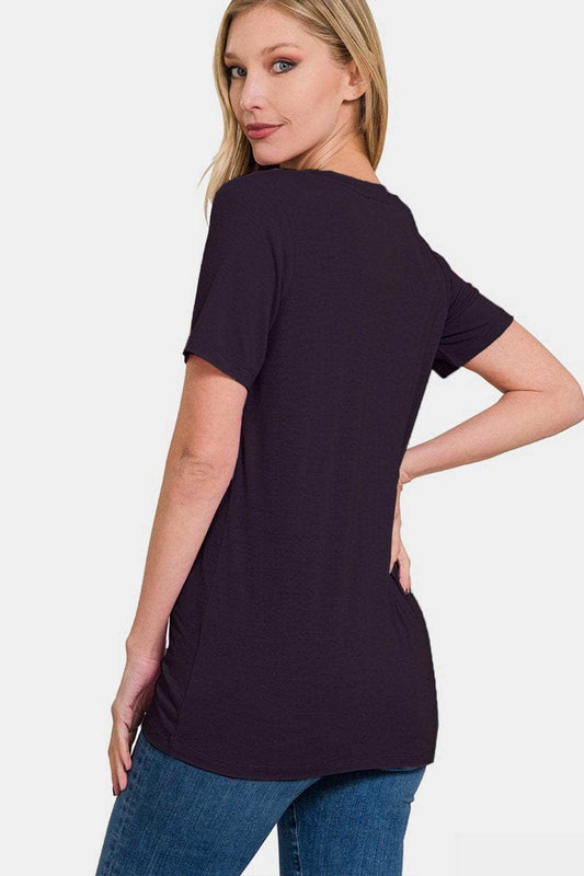 Zenana V-Neck Short Sleeve T-Shirt - Trendsi - Flyclothing LLC