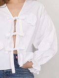 Tied Flounce Sleeve Blouse - Trendsi - Flyclothing LLC