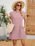 Round Neck Cap Sleeve Mini Dress - Trendsi - Flyclothing LLC