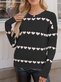 Heart Round Neck Long Sleeve Sweater - Trendsi - Flyclothing LLC