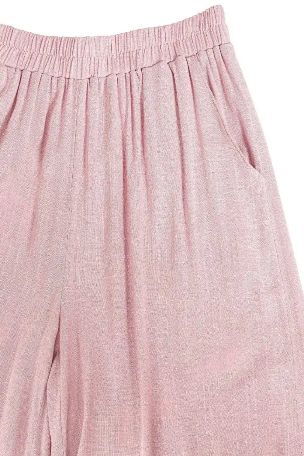 Zenana Woven Elastic Band Pants With Pocket - Trendsi - Flyclothing LLC