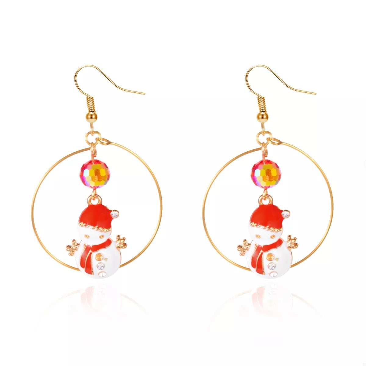 18K Gold-Plated Christmas Snowman Earrings - Trendsi - Flyclothing LLC
