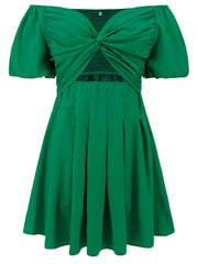Cutout Twisted Off-Shoulder Short Sleeve Dress - Trendsi