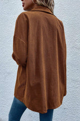Pocketed Snap Down Long Sleeve Jacket - Trendsi - Flyclothing LLC