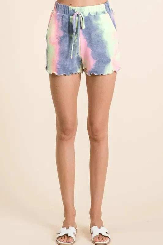 BiBi Tie Dye French Terry Top and Shorts Set - Trendsi - Flyclothing LLC