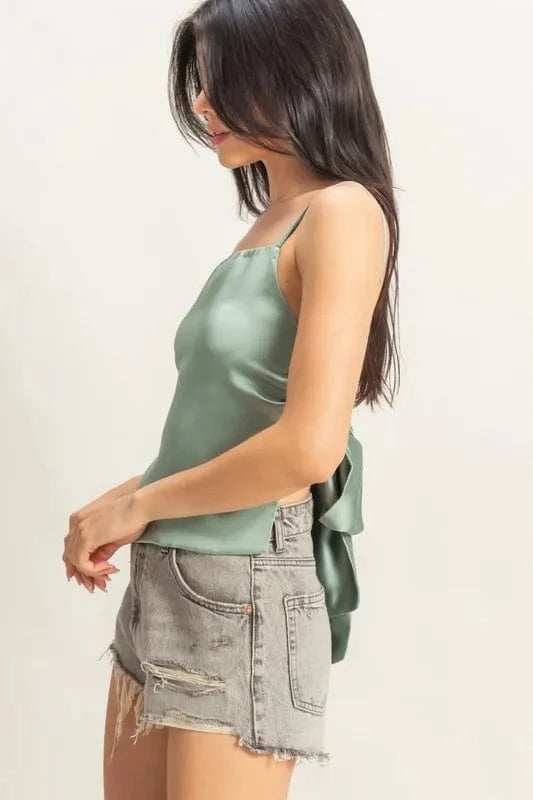 HYFVE Satin Back Tie Detail Cami - Trendsi - Flyclothing LLC