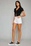 Kancan Full Size High Rise Frayed Hem Denim Shorts - Trendsi