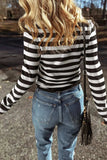 Striped Turtleneck Long Sleeve Knit Top - Trendsi - Flyclothing LLC