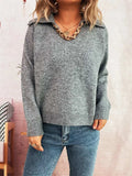 Ribbed Hem Raglan Sleeve Sweater - Trendsi - Flyclothing LLC
