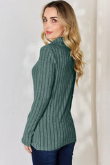 Basic Bae Full Size Ribbed Mock Neck Long Sleeve T-Shirt - ShopBasicbae - Flyclothing LLC