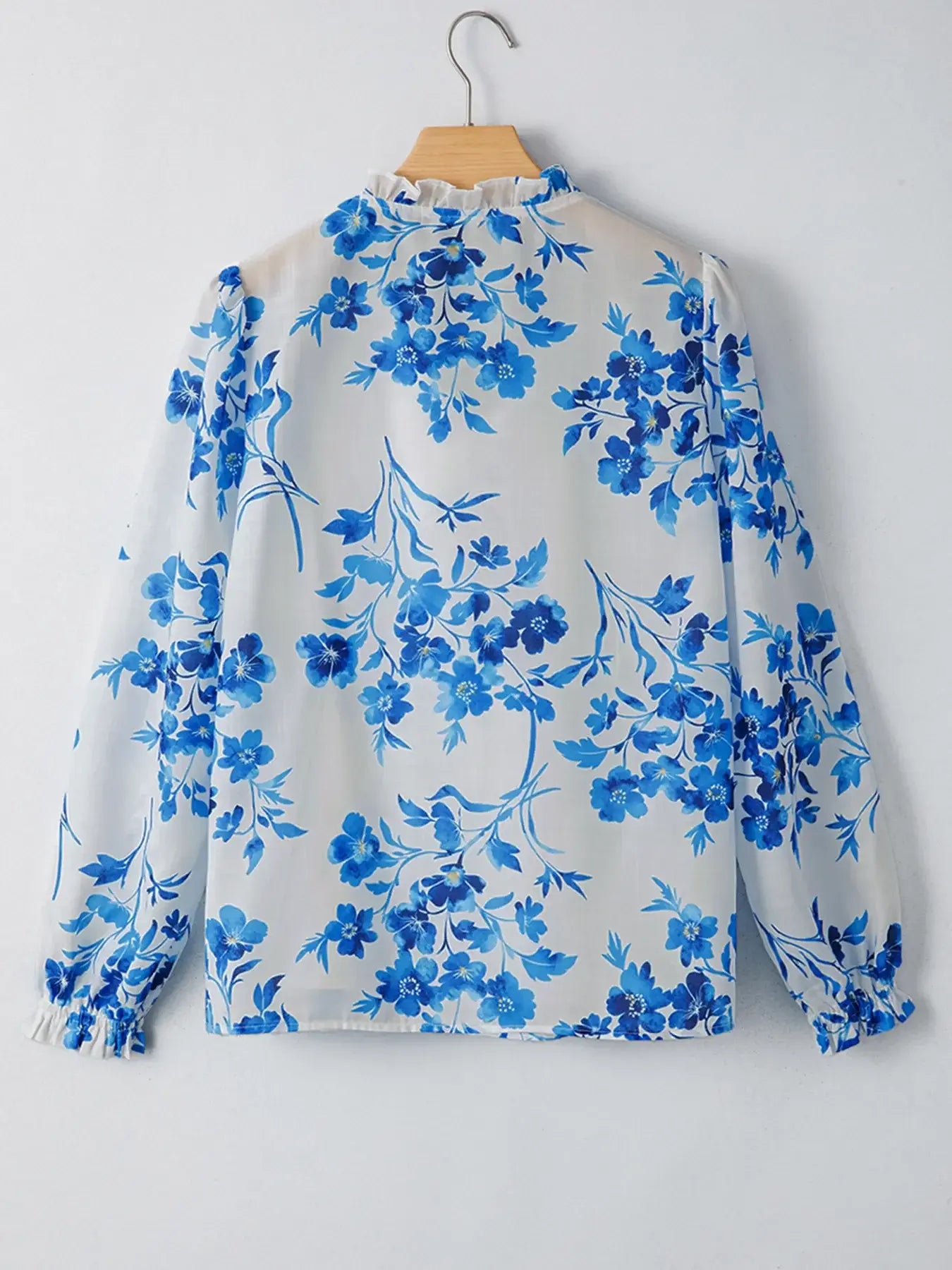 Floral Long Sleeve Tie Neck Blouse - Trendsi - Flyclothing LLC