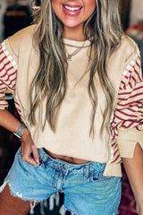 Slit Striped Long Sleeve Sweatshirt - Trendsi - Flyclothing LLC