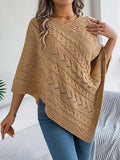 Cable-Knit Openwork Three-Quarter Sleeve Sweater - Trendsi - Flyclothing LLC