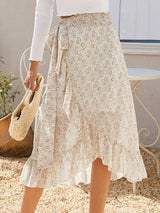 Printed Ruffled Midi Skirt - Trendsi - Flyclothing LLC