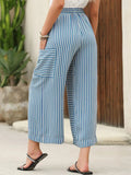Contrast Striped Wide leg Pants - Trendsi