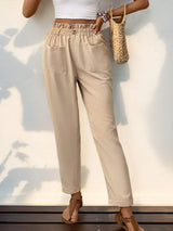 Frill High Waist Pants with Pockets - Trendsi - Flyclothing LLC