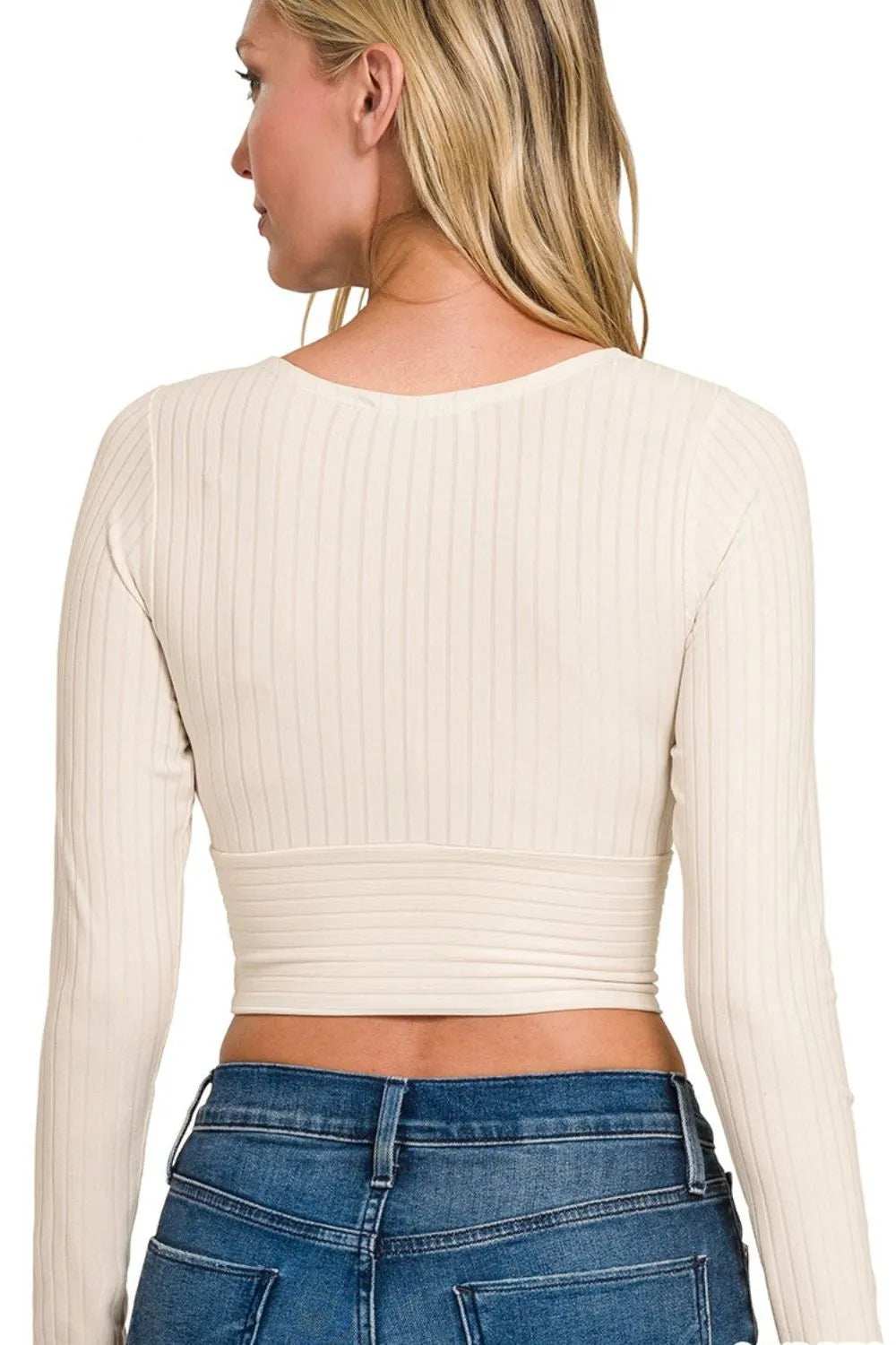 Zenana Ribbed Surplus Waist Band Long Sleeve Top - Trendsi - Flyclothing LLC