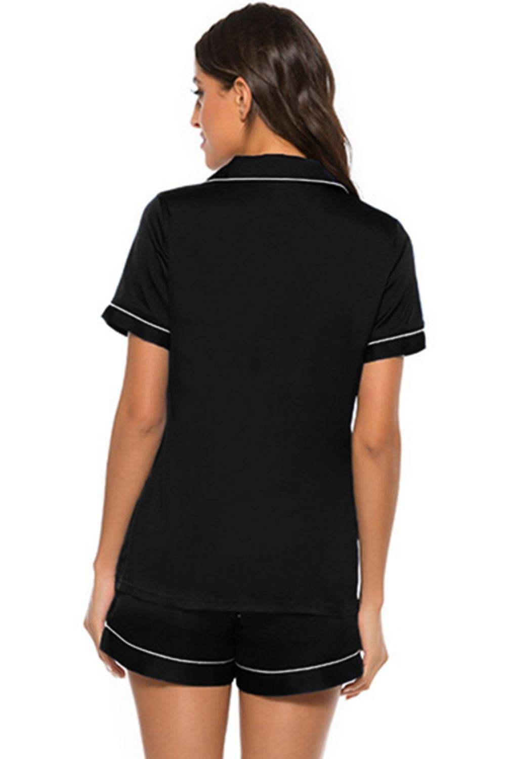 Printed Button Up Short Sleeve Top and Shorts Lounge Set - Trendsi - Flyclothing LLC