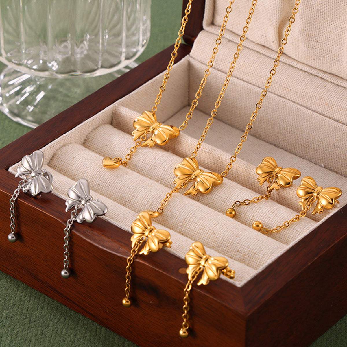 Titanium Steel Gold-Plated Bow Pendant Necklace - Trendsi - Flyclothing LLC