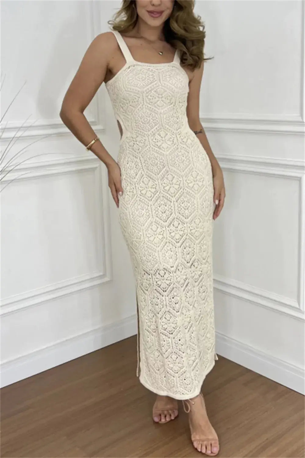 Cutout Side Slit Maxi Tank Dress - Trendsi - Flyclothing LLC
