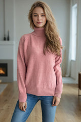 Ribbed Turtleneck Raglan Sleeve Sweater - Trendsi